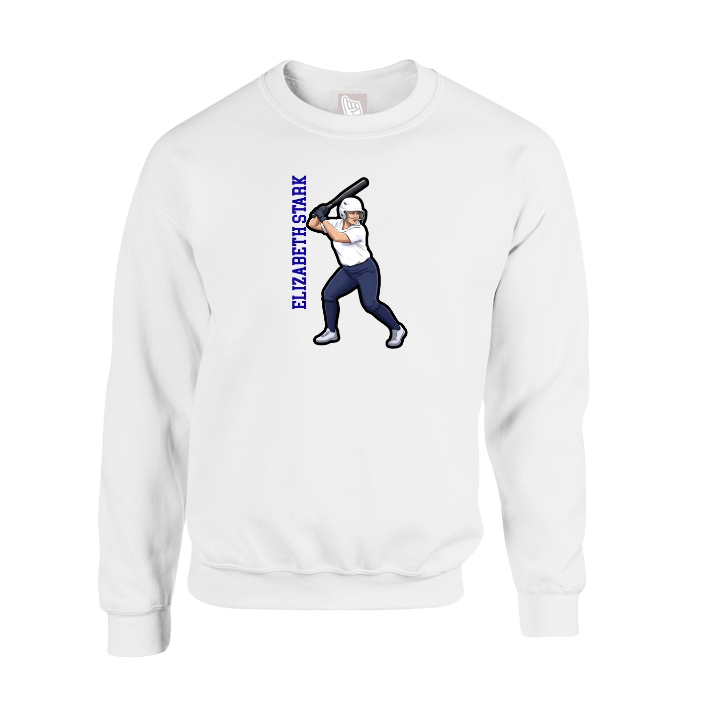 Fleece Crew — Name Vertical in White