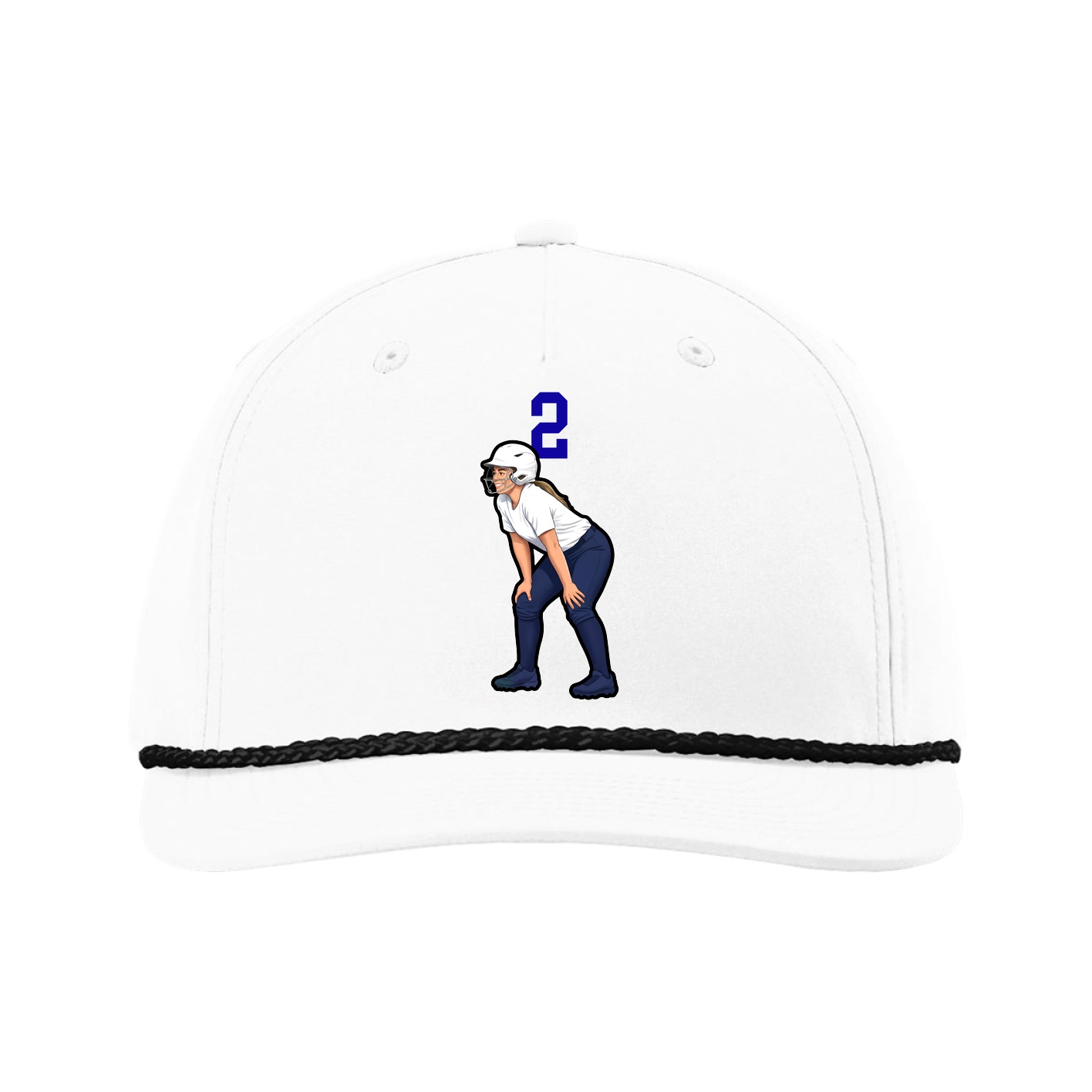 Five-Panel Classic Rope Cap — Number Top in White