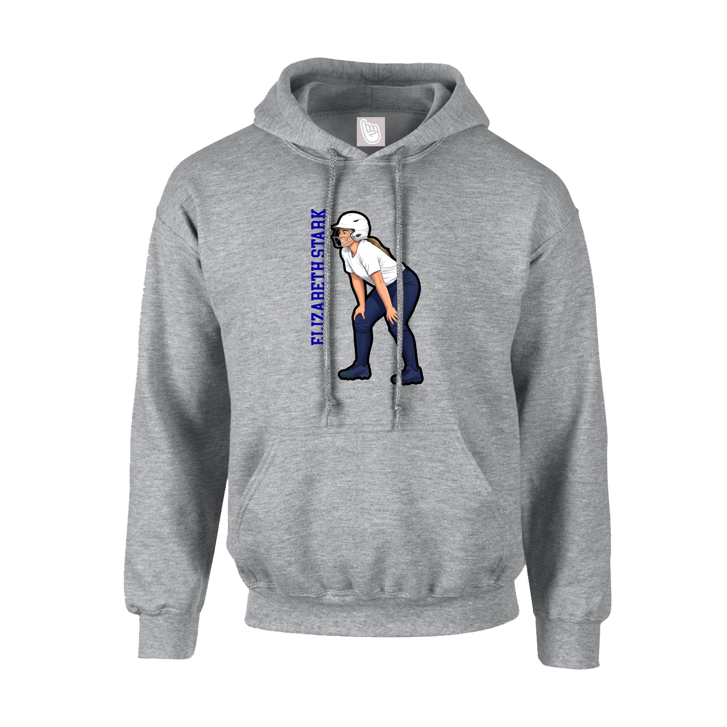 Youth Hoodie — Name Vertical in Grey