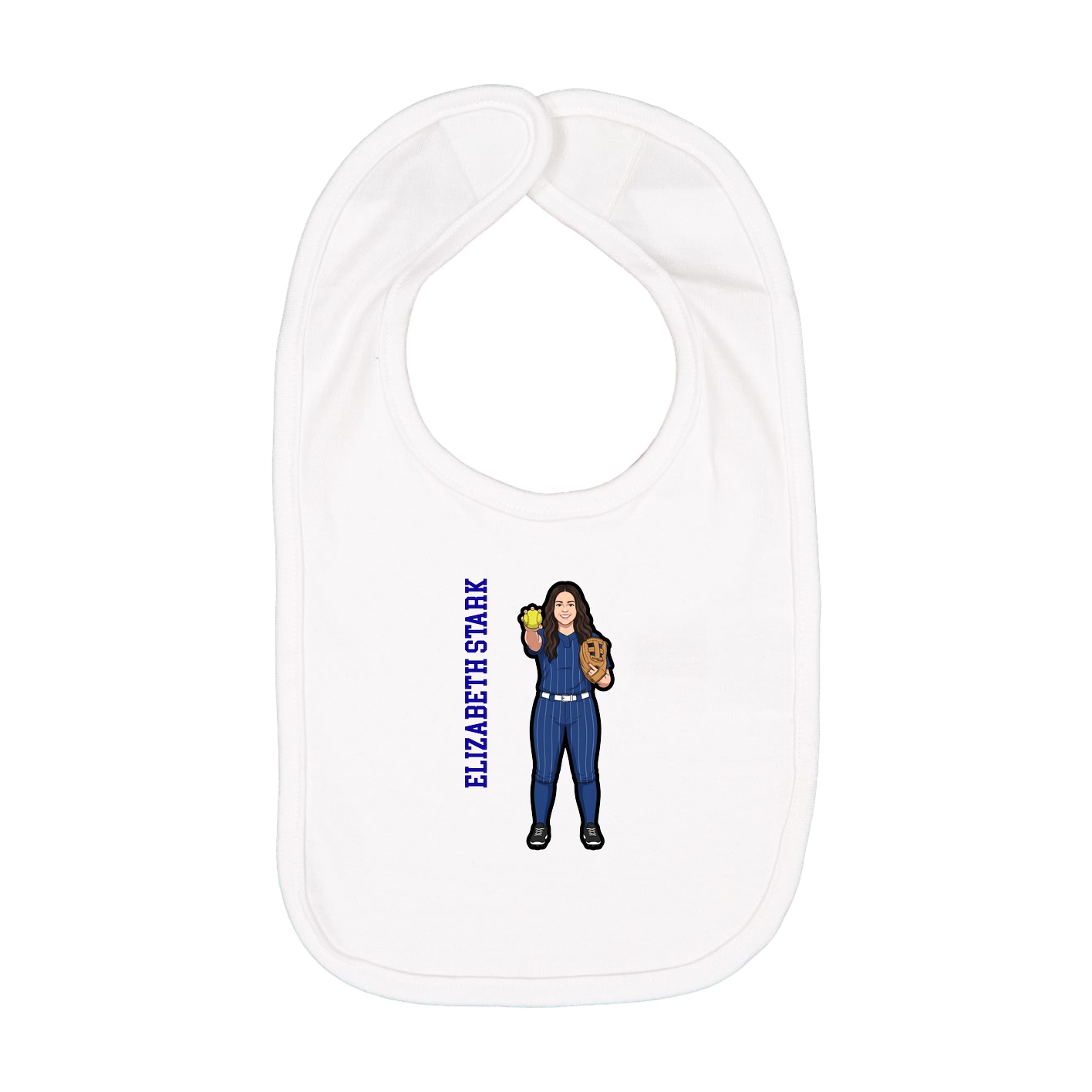 Infant Bib — Name Vertical in White