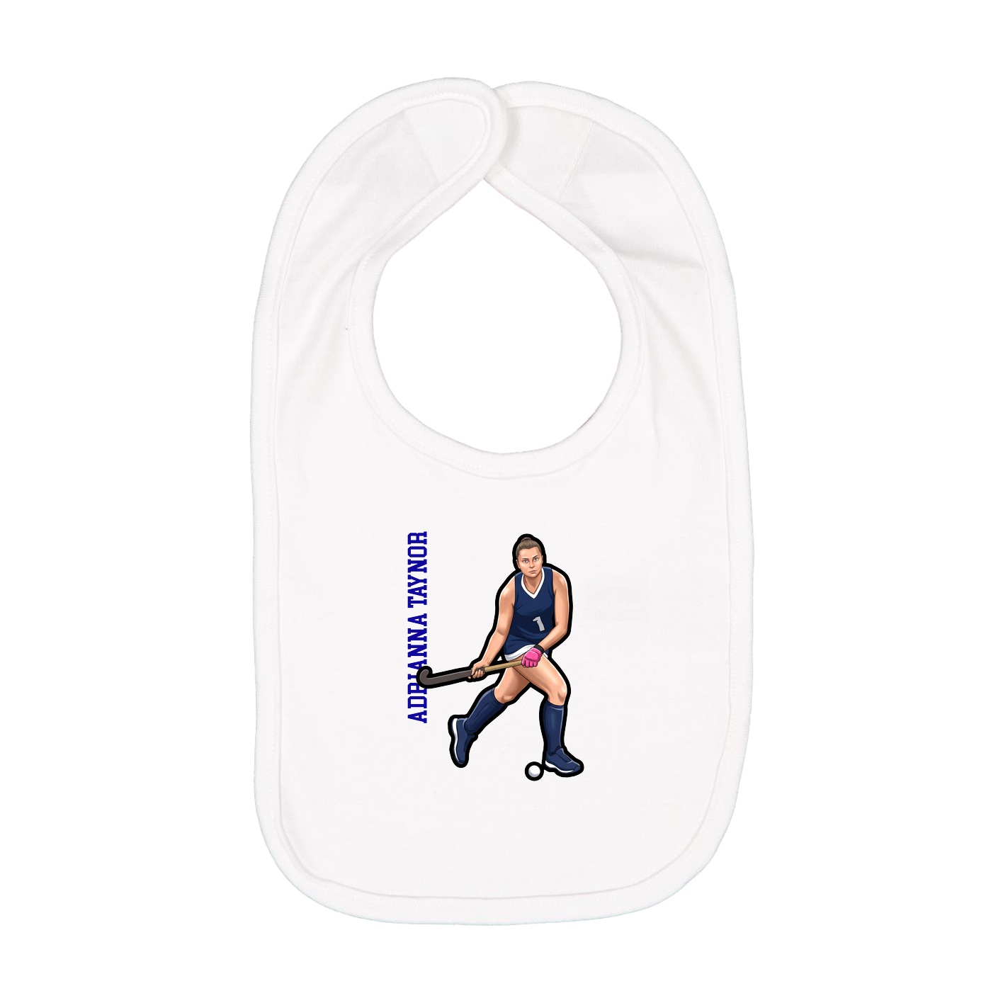 Infant Bib — Name Vertical in White
