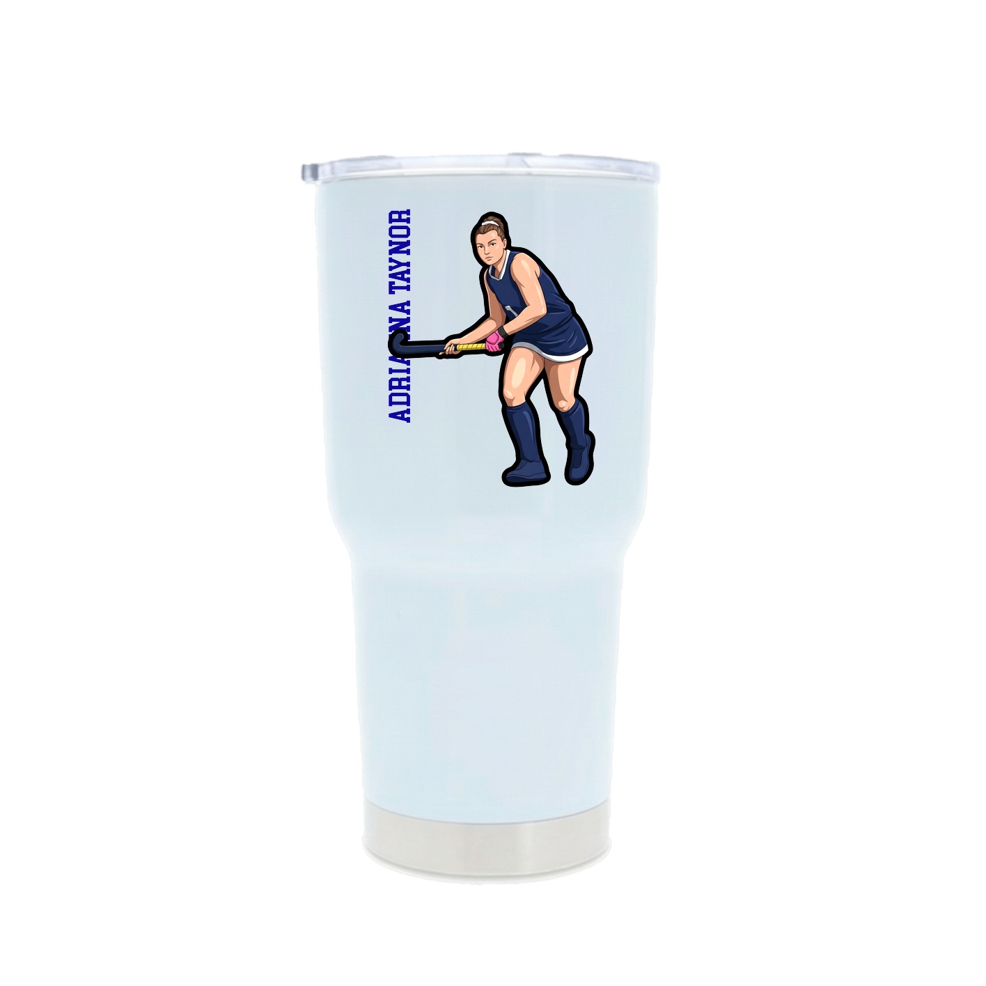 30oz Stainless Steel Tumbler — Name Vertical in White