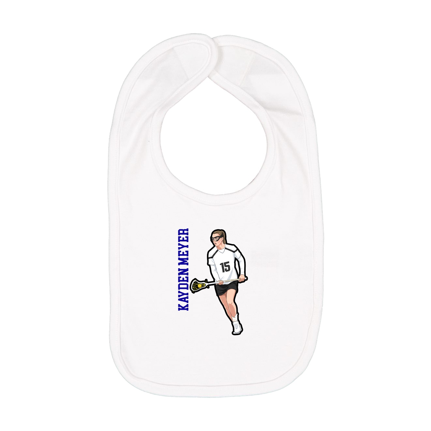 Infant Bib — Name Vertical in White
