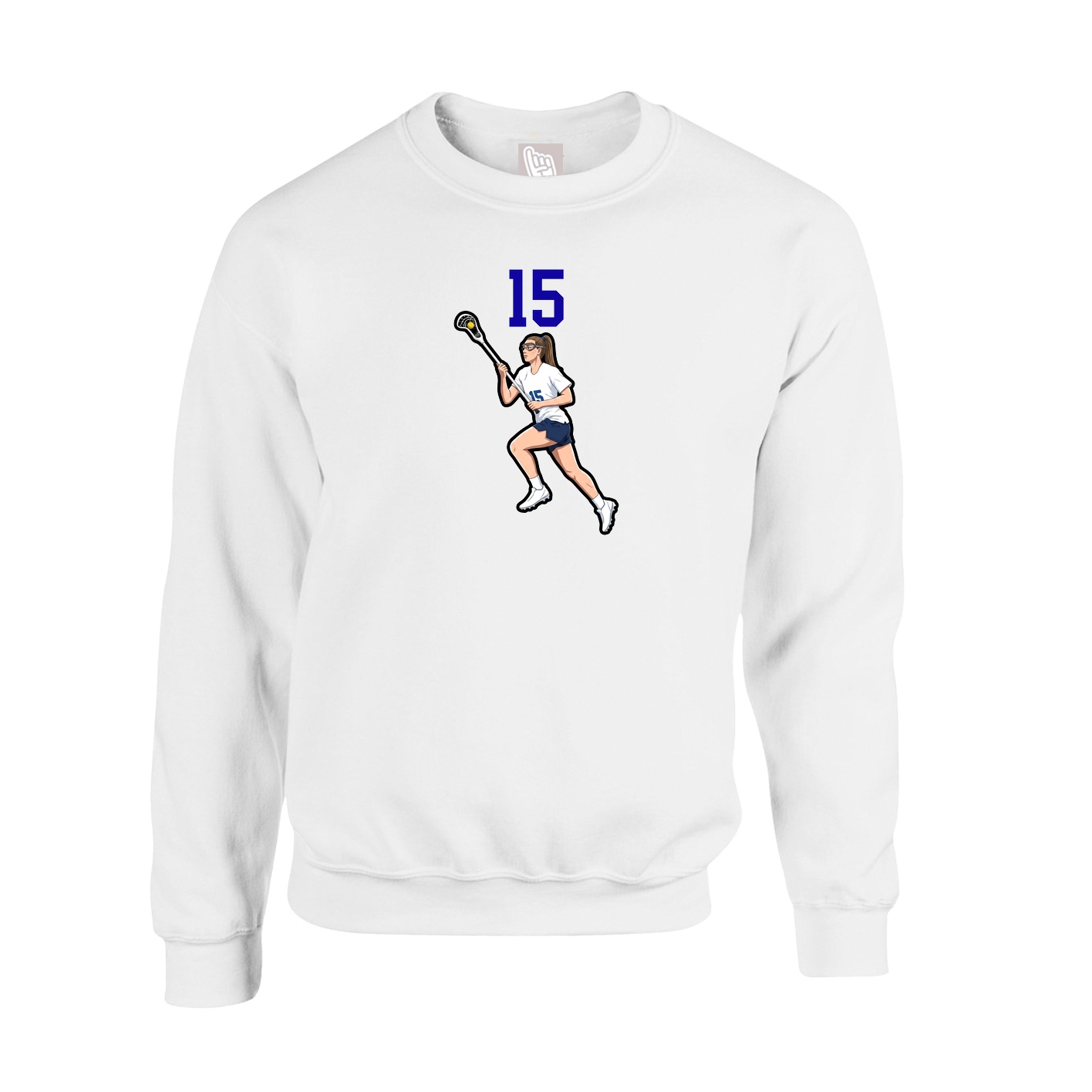 Fleece Crew — Number Top in White