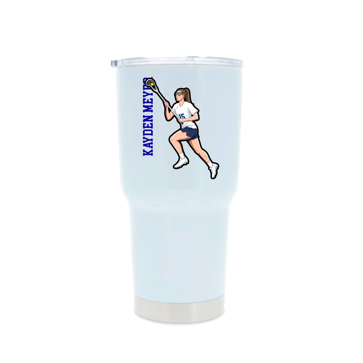 30oz Stainless Steel Tumbler — Name Vertical in White