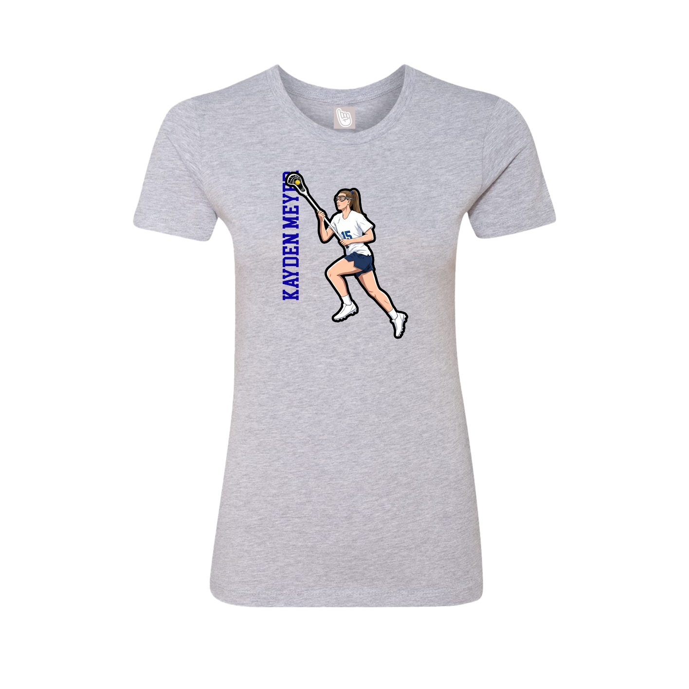 Fitted Women's Tee — Name Vertical in Grey