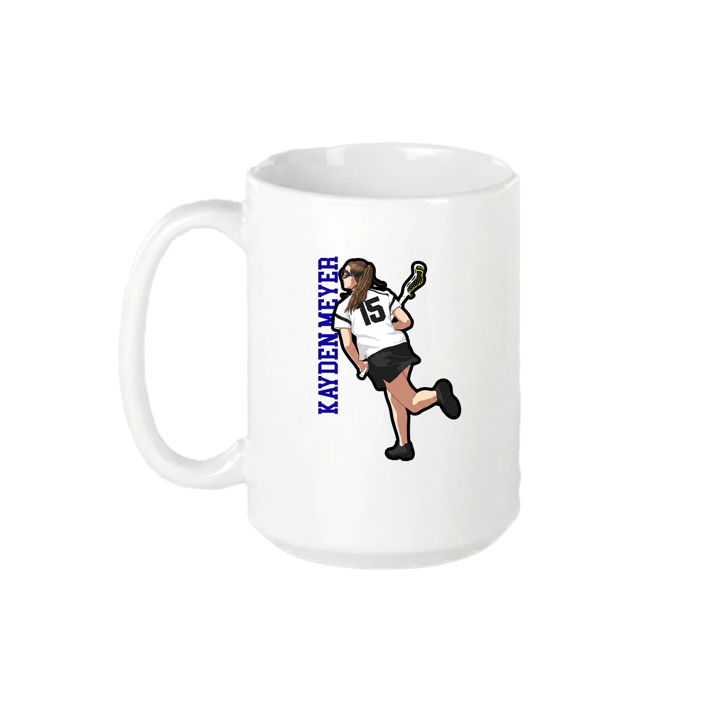 15oz Coffee Mug — Name Vertical in White