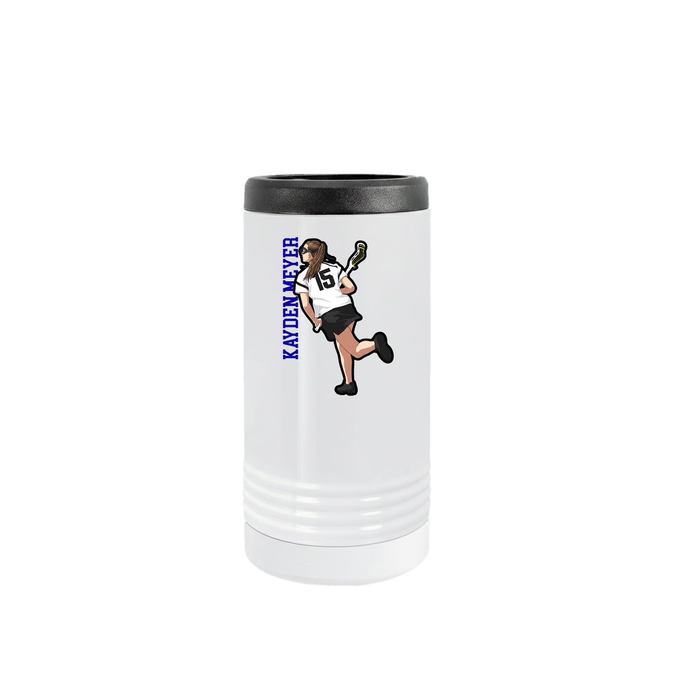 Slim Beverage Holder — Name Vertical in White