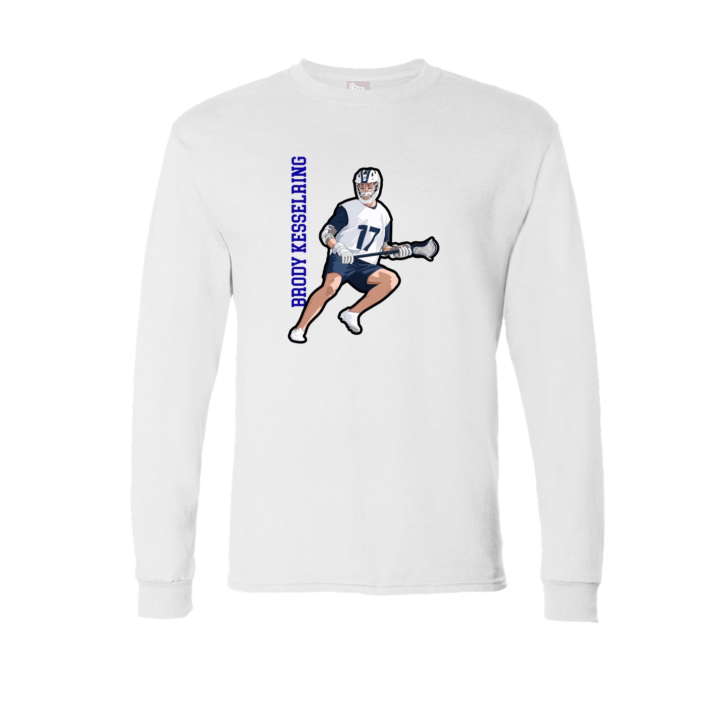 Long Sleeve Tee — Name Vertical in White