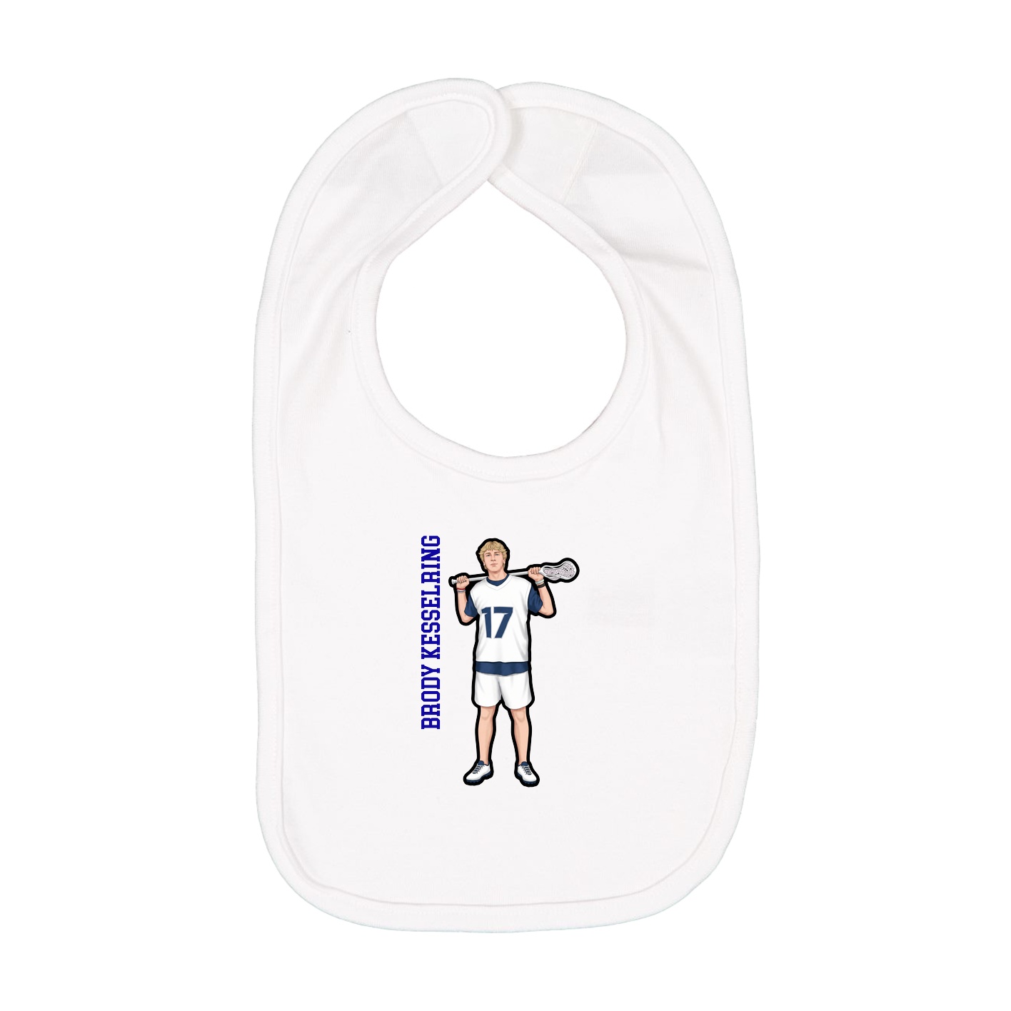 Infant Bib — Name Vertical in White