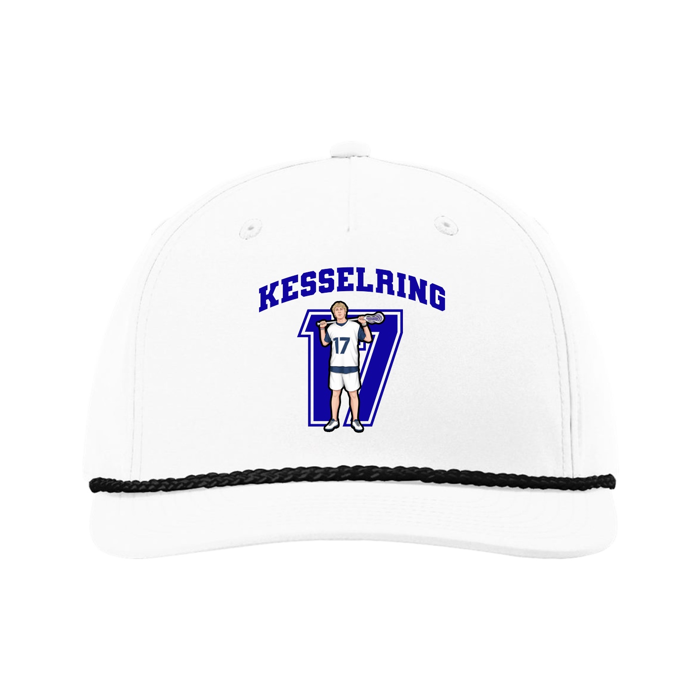 Five-Panel Classic Rope Cap — Number in White