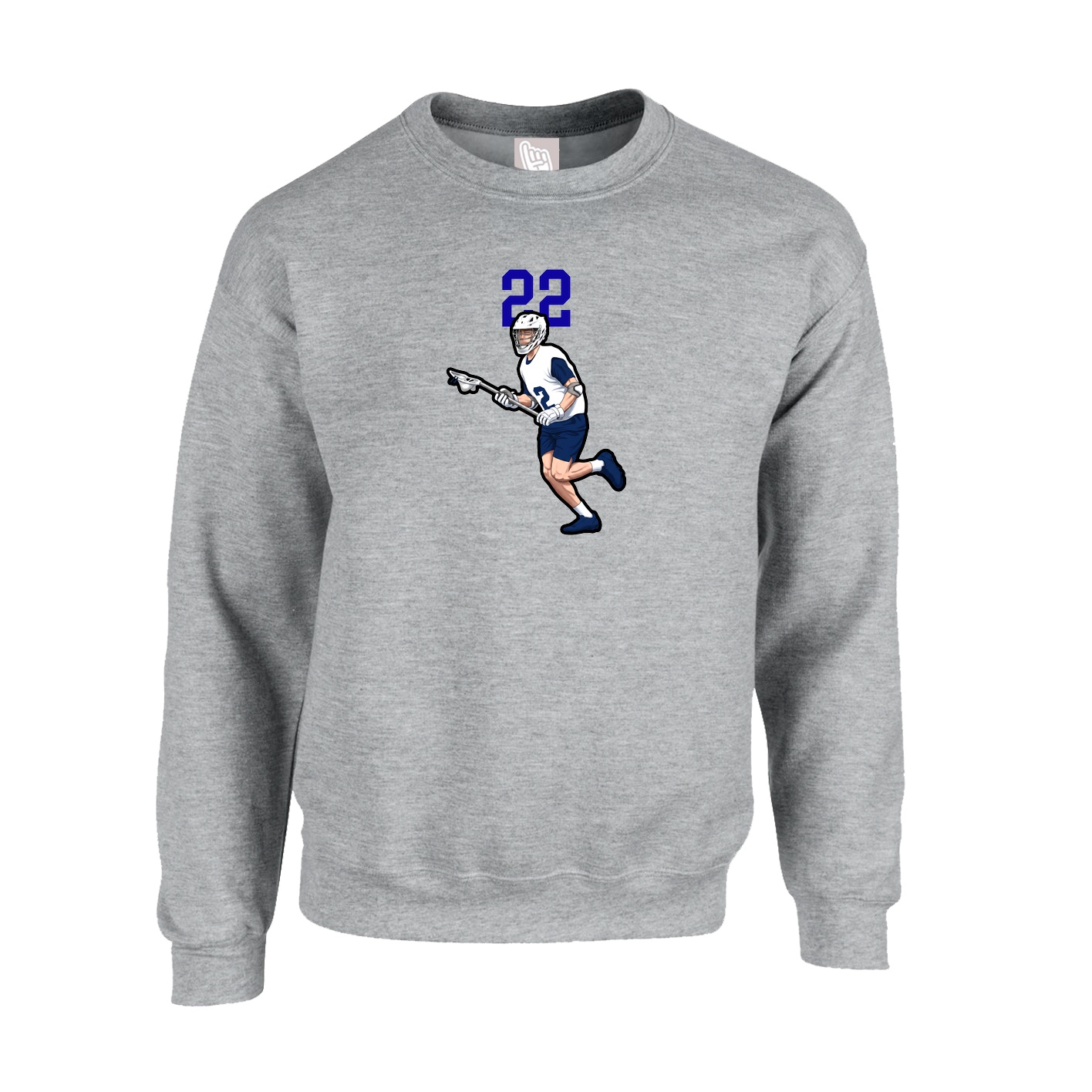 Fleece Crew — Number Top in Grey