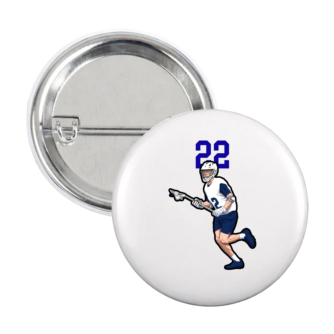 Game Day Button — Number Top in White
