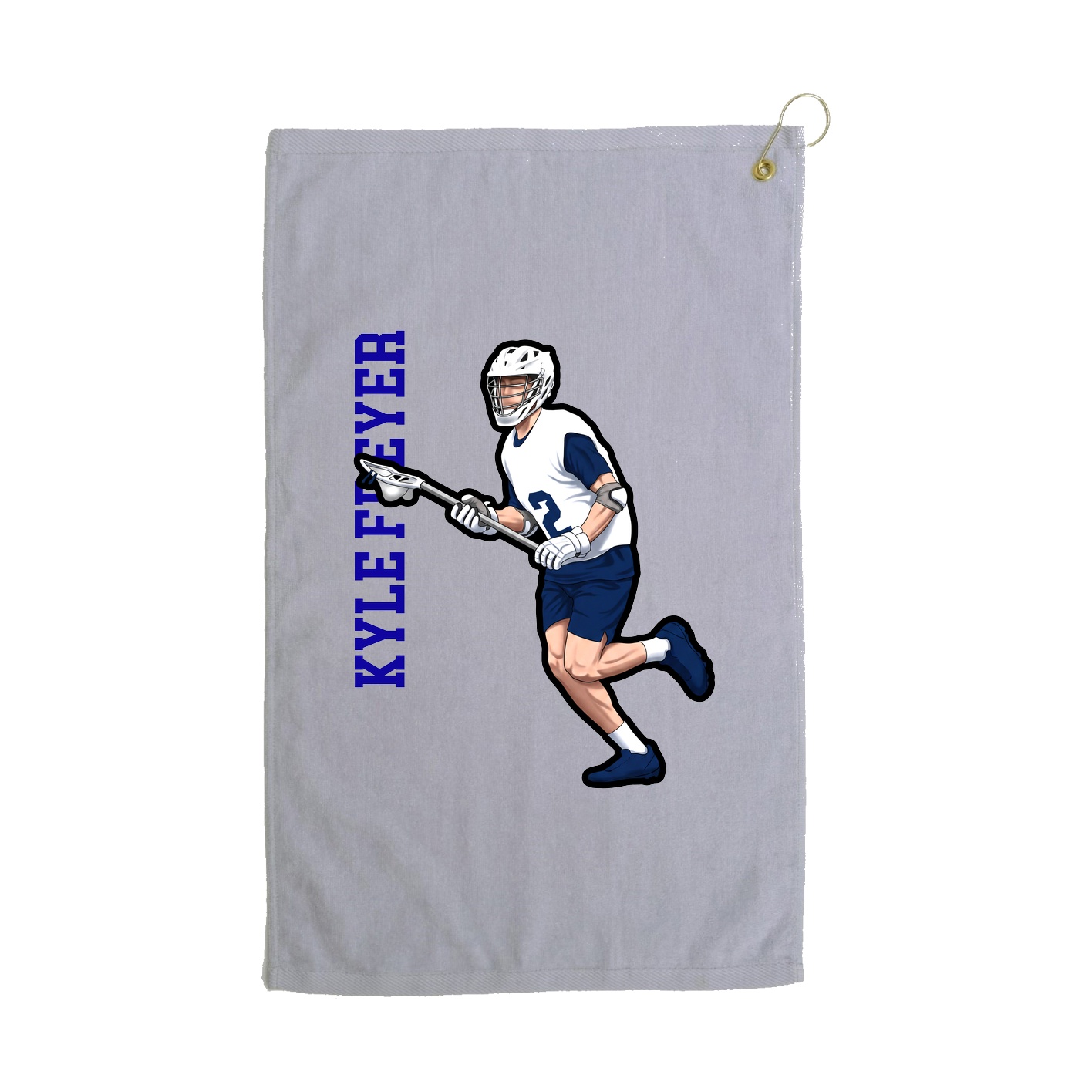 Golf Towel — Name Vertical in Grey