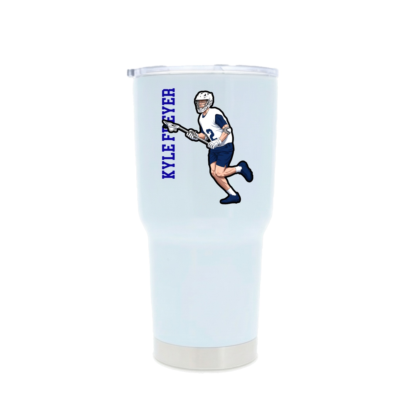 30oz Stainless Steel Tumbler — Name Vertical in White