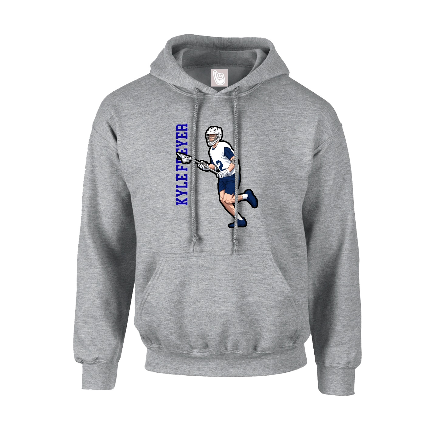 Hoodie — Name Vertical in Grey