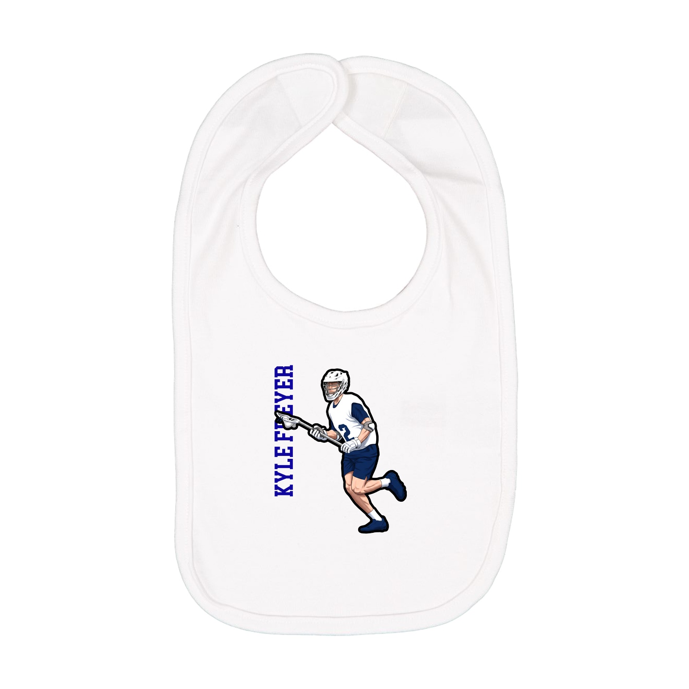 Infant Bib — Name Vertical in White