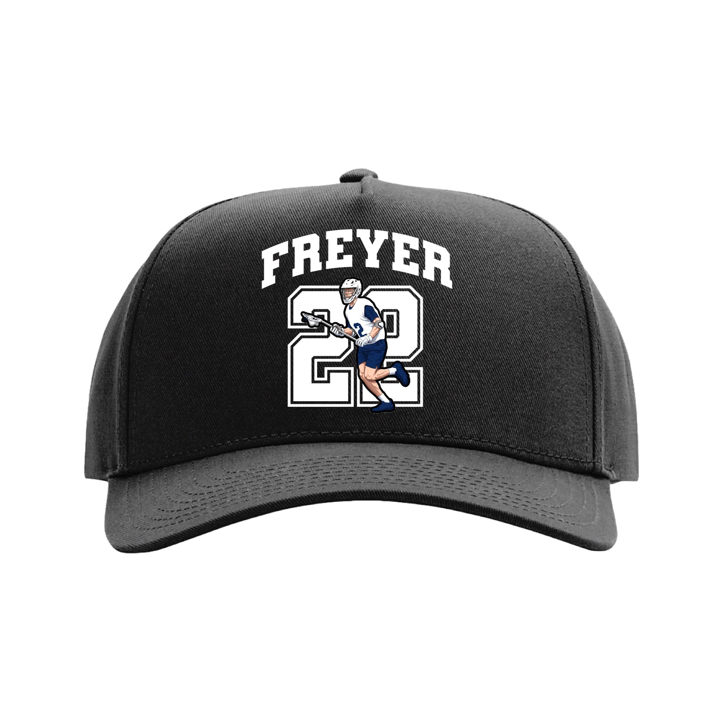 Full Fabric Five-Panel Champ Cap — Number in Black