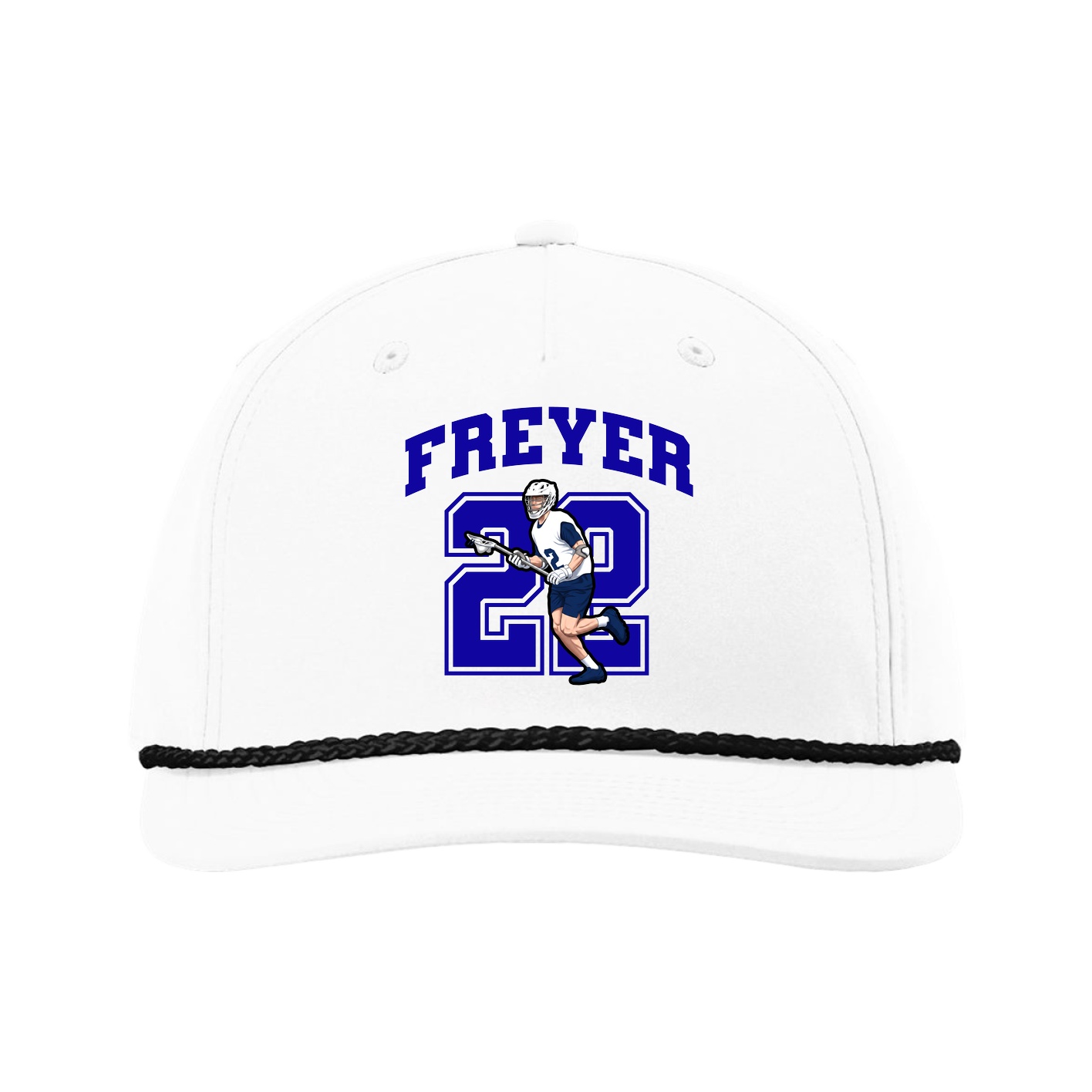 Five-Panel Classic Rope Cap — Number in White