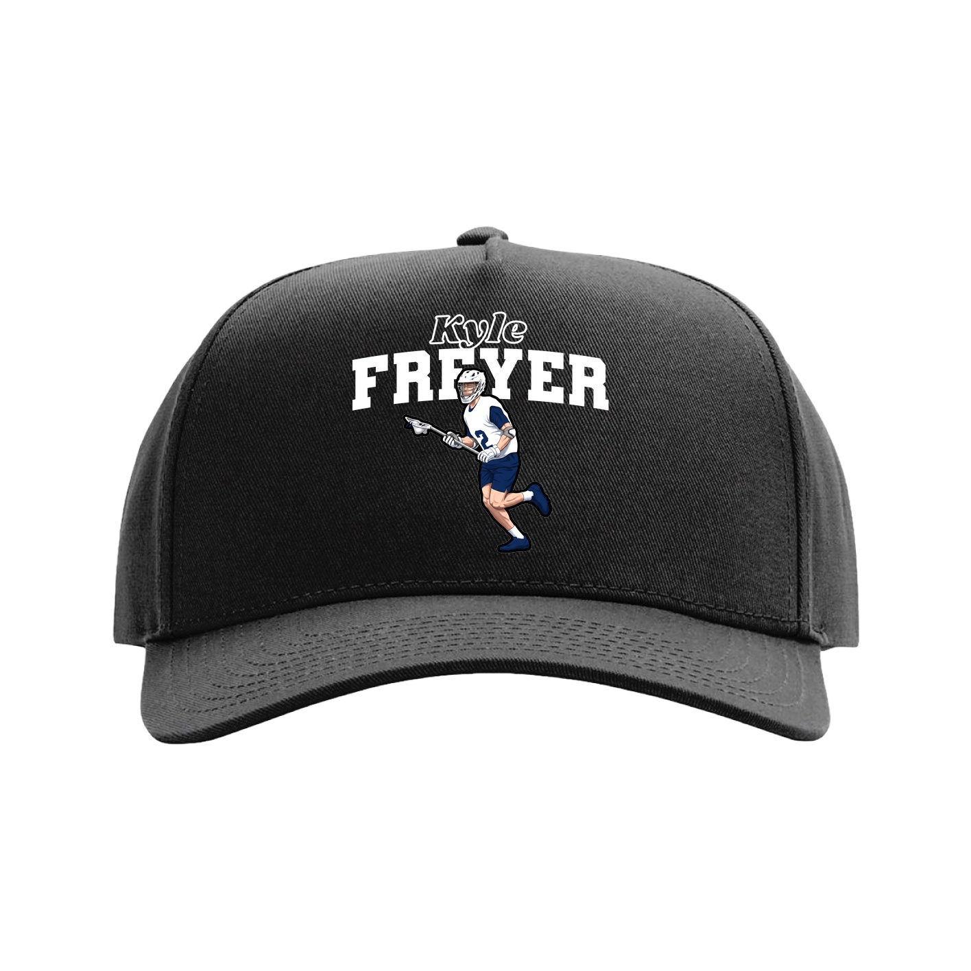 Full Fabric Five-Panel Champ Cap — Name Arch in Black