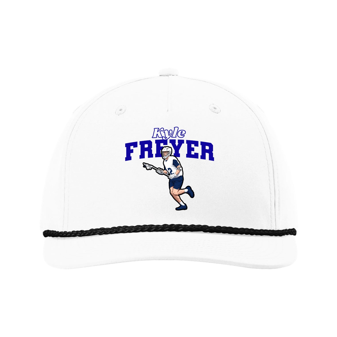 Five-Panel Classic Rope Cap — Name Arch in White