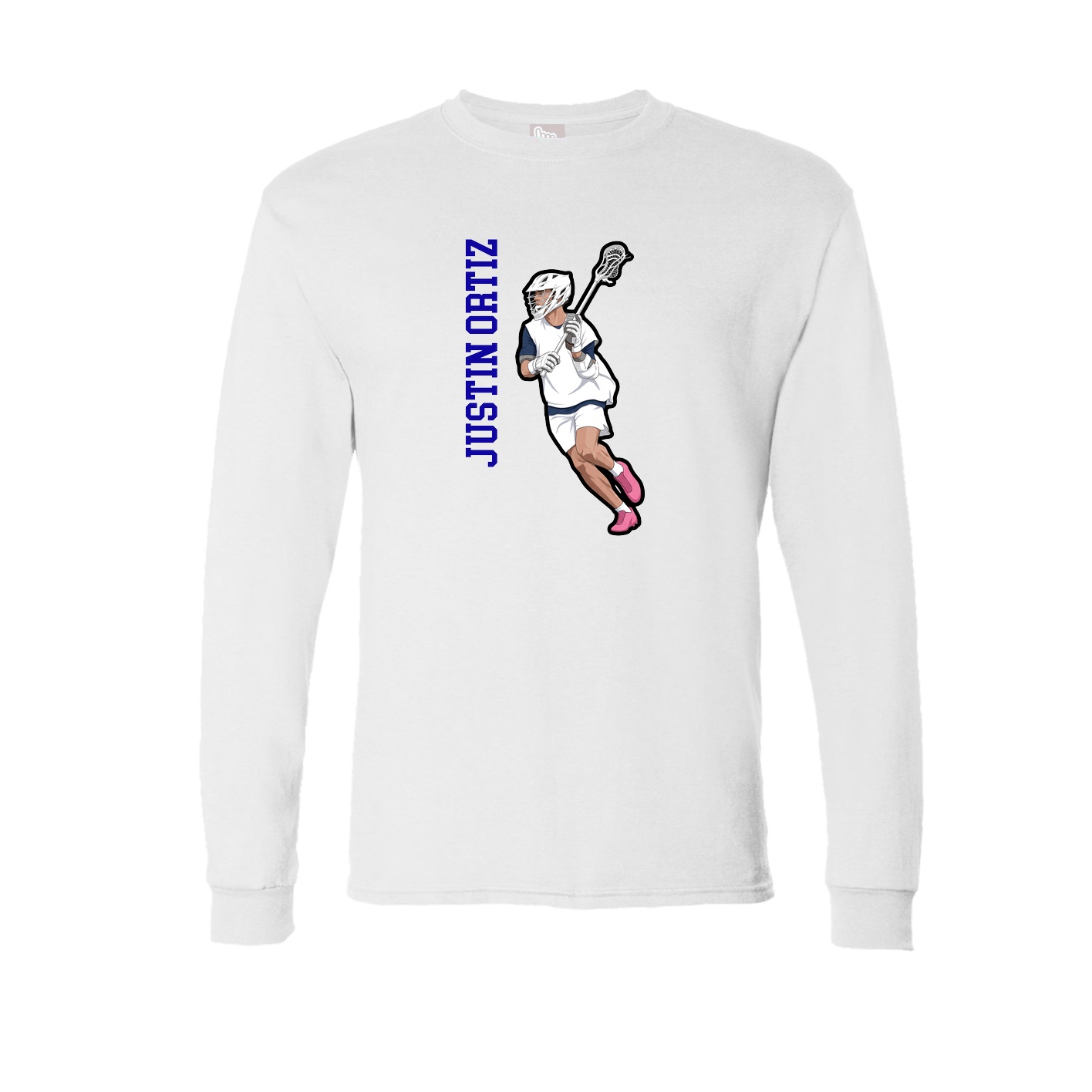 Long Sleeve Tee — Name Vertical in White
