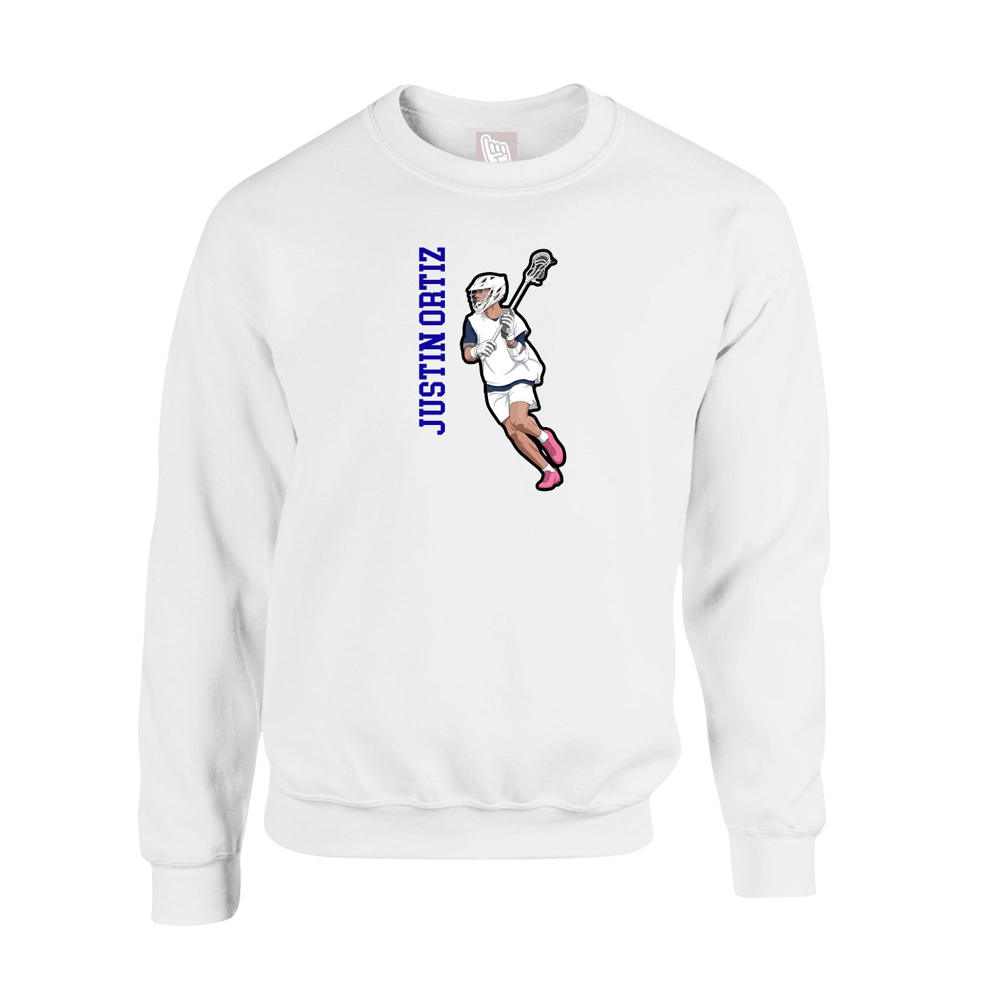 Fleece Crew — Name Vertical in White