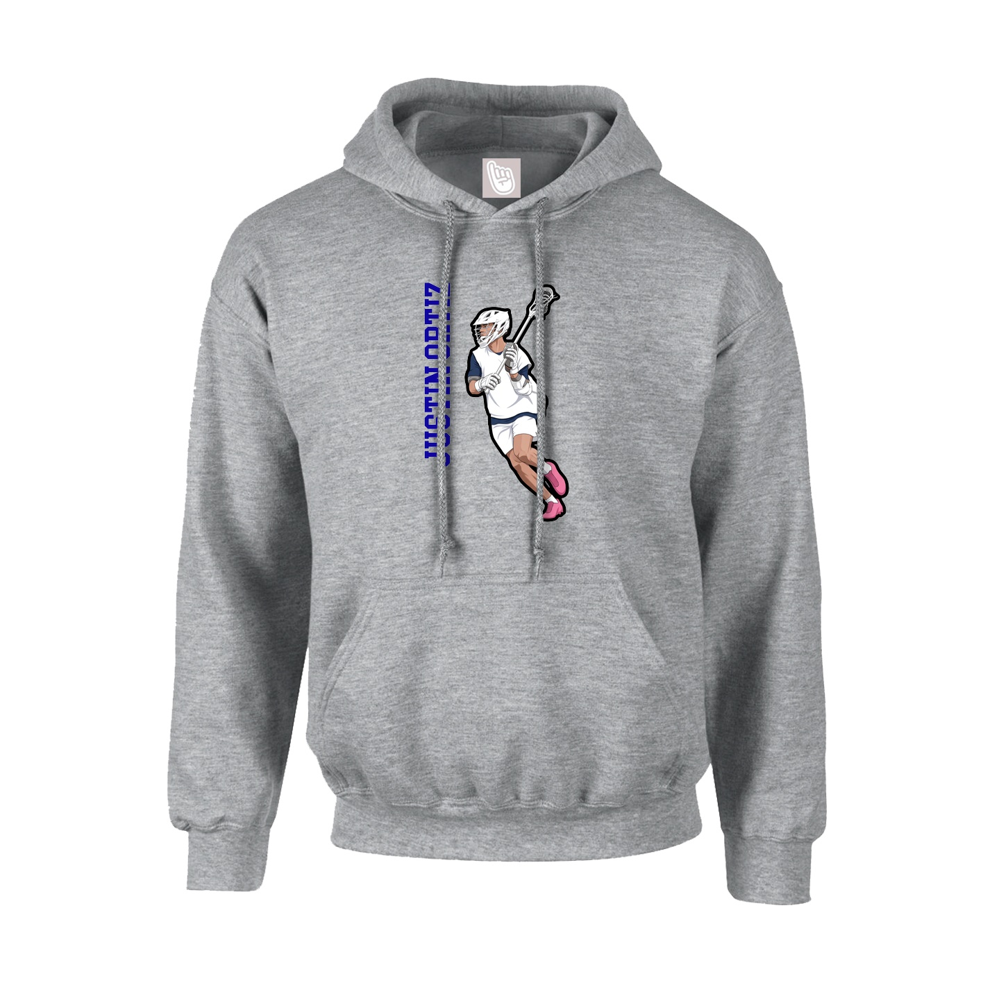 Youth Hoodie — Name Vertical in Grey