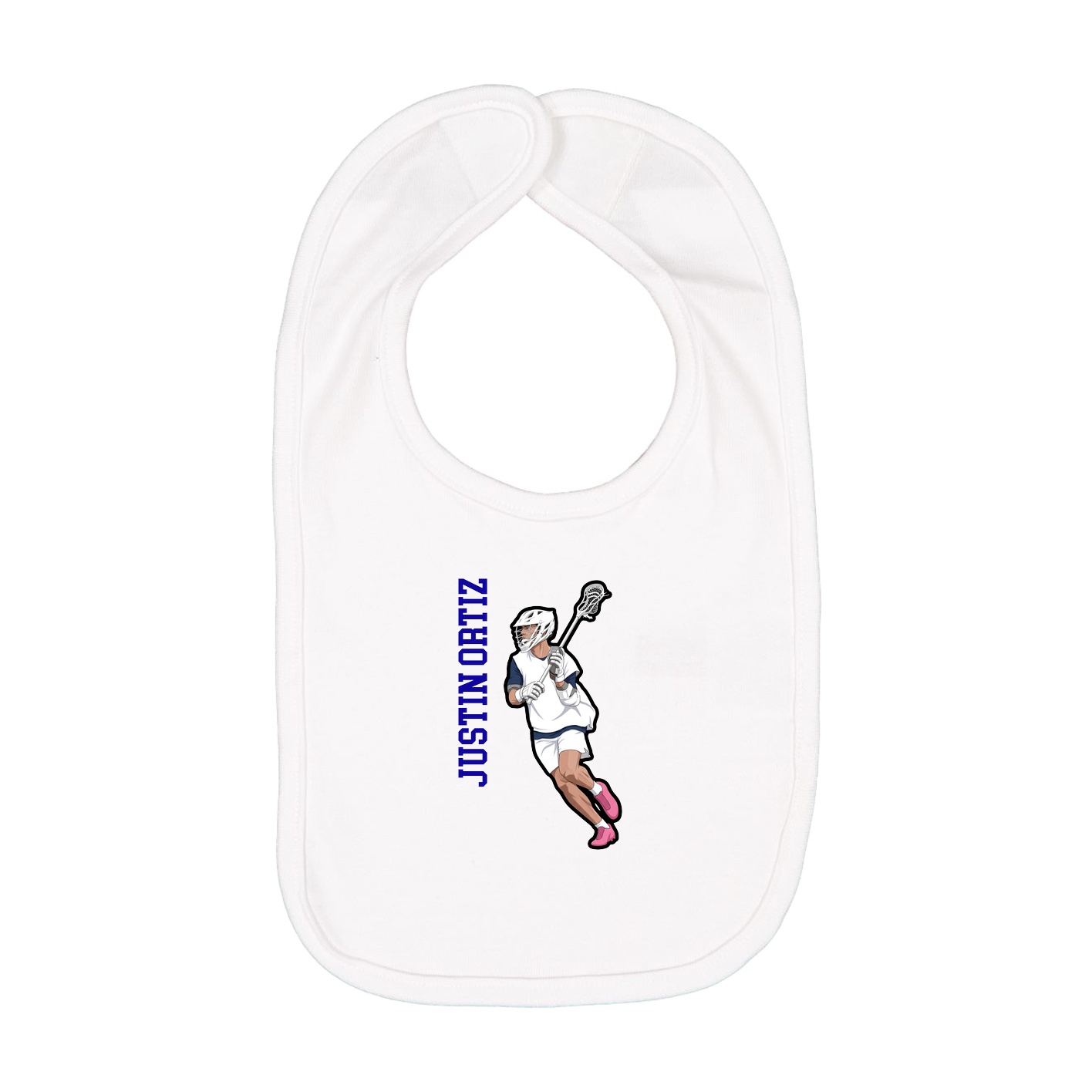 Infant Bib — Name Vertical in White