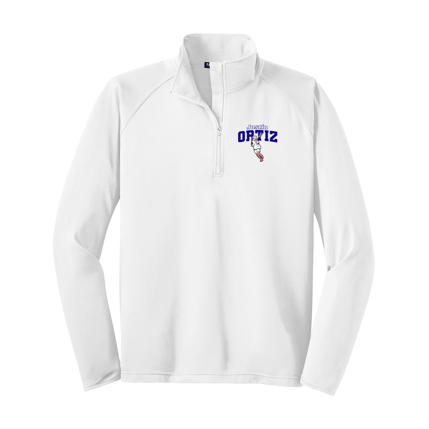 Q-Zip Pullover — Name Arch in White