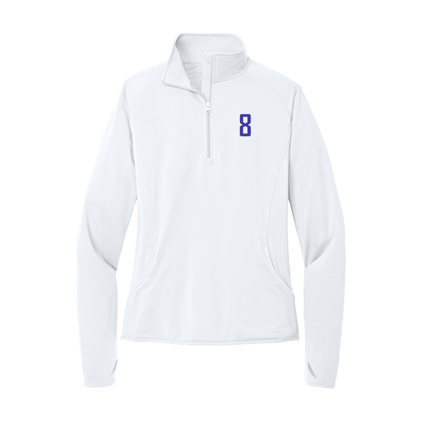 Women's Q-Zip Pullover — Front Shirsy in White