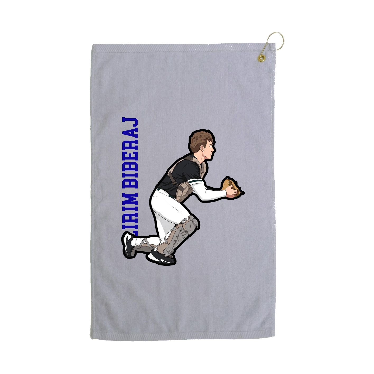 Golf Towel — Name Vertical in Grey