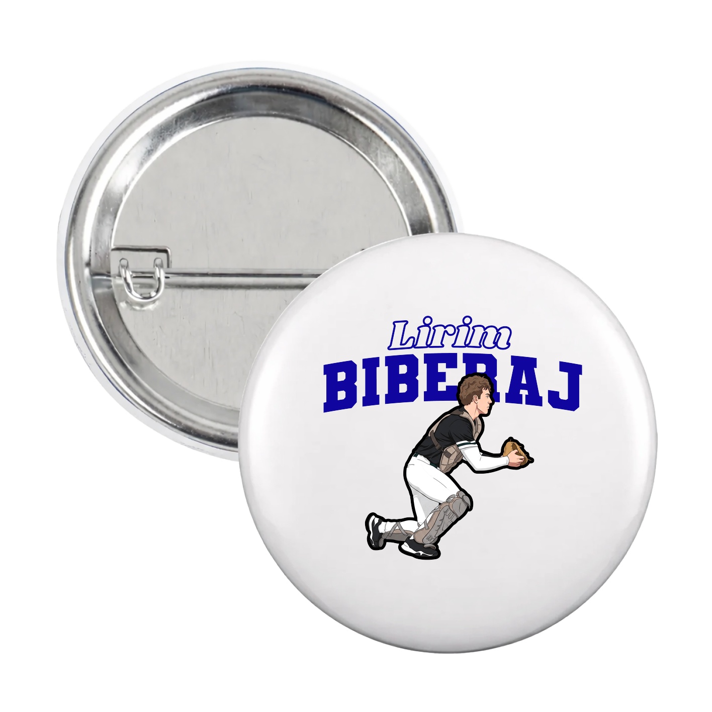 Game Day Button — Name Arch in White