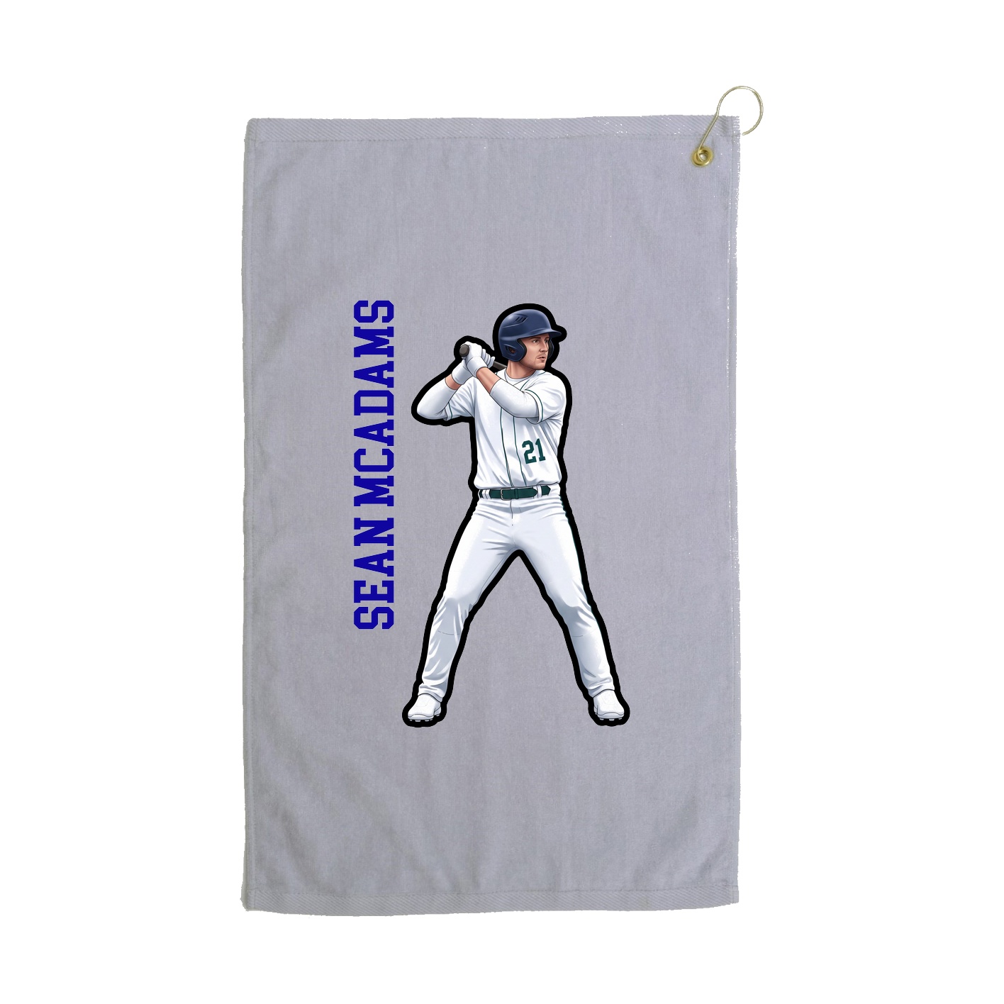Golf Towel — Name Vertical in Grey