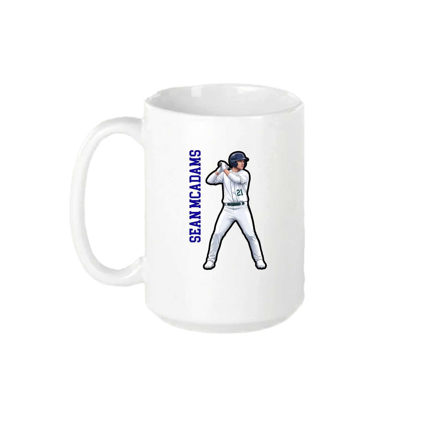 15oz Coffee Mug — Name Vertical in White