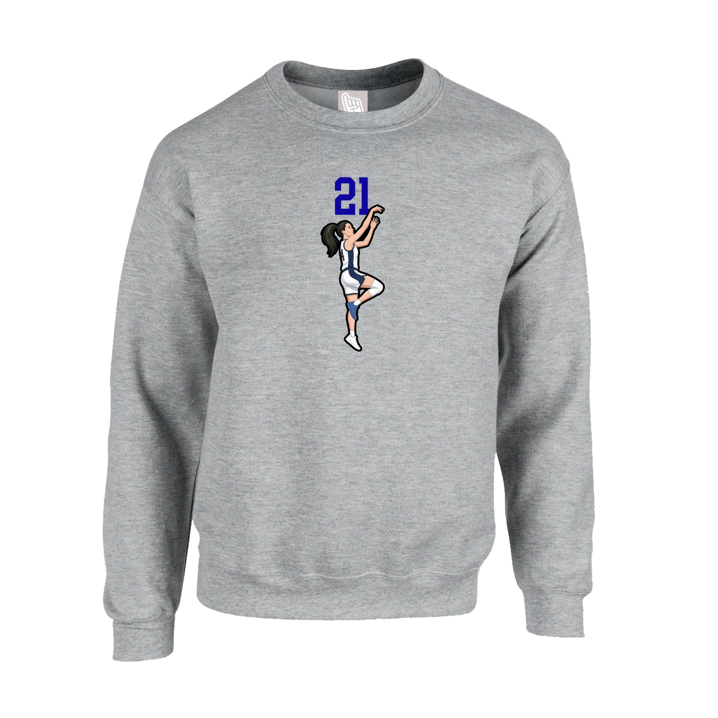 Fleece Crew — Number Top in Grey