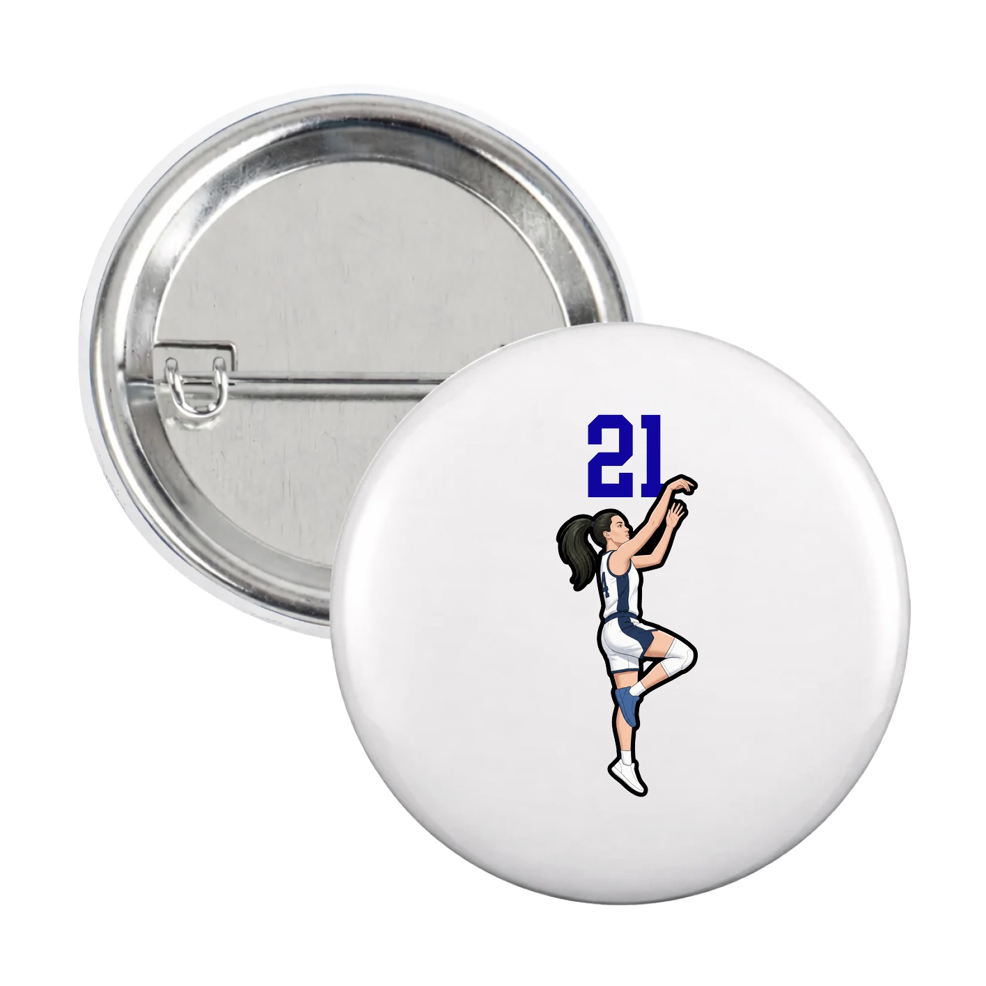 Game Day Button — Number Top in White