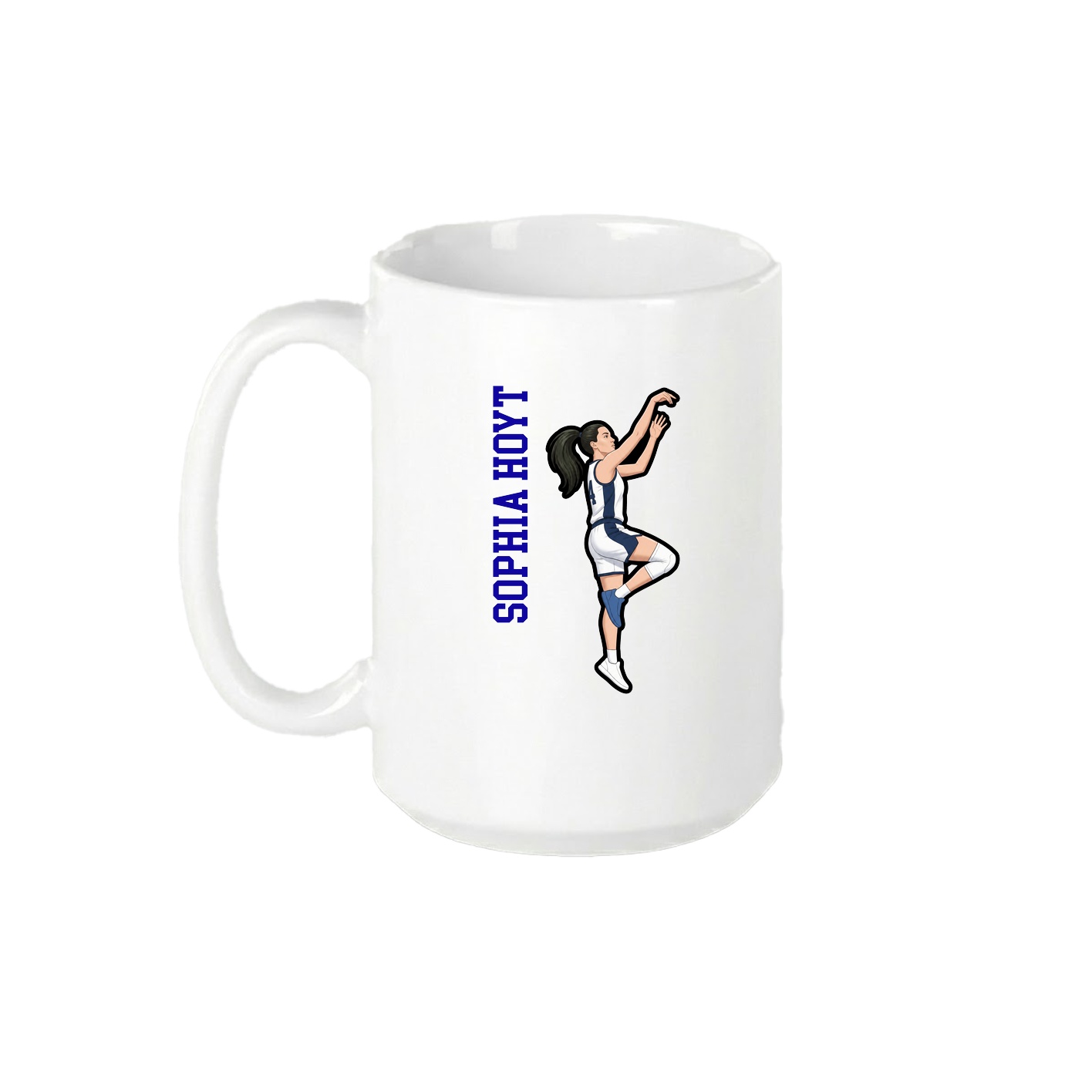 15oz Coffee Mug — Name Vertical in White