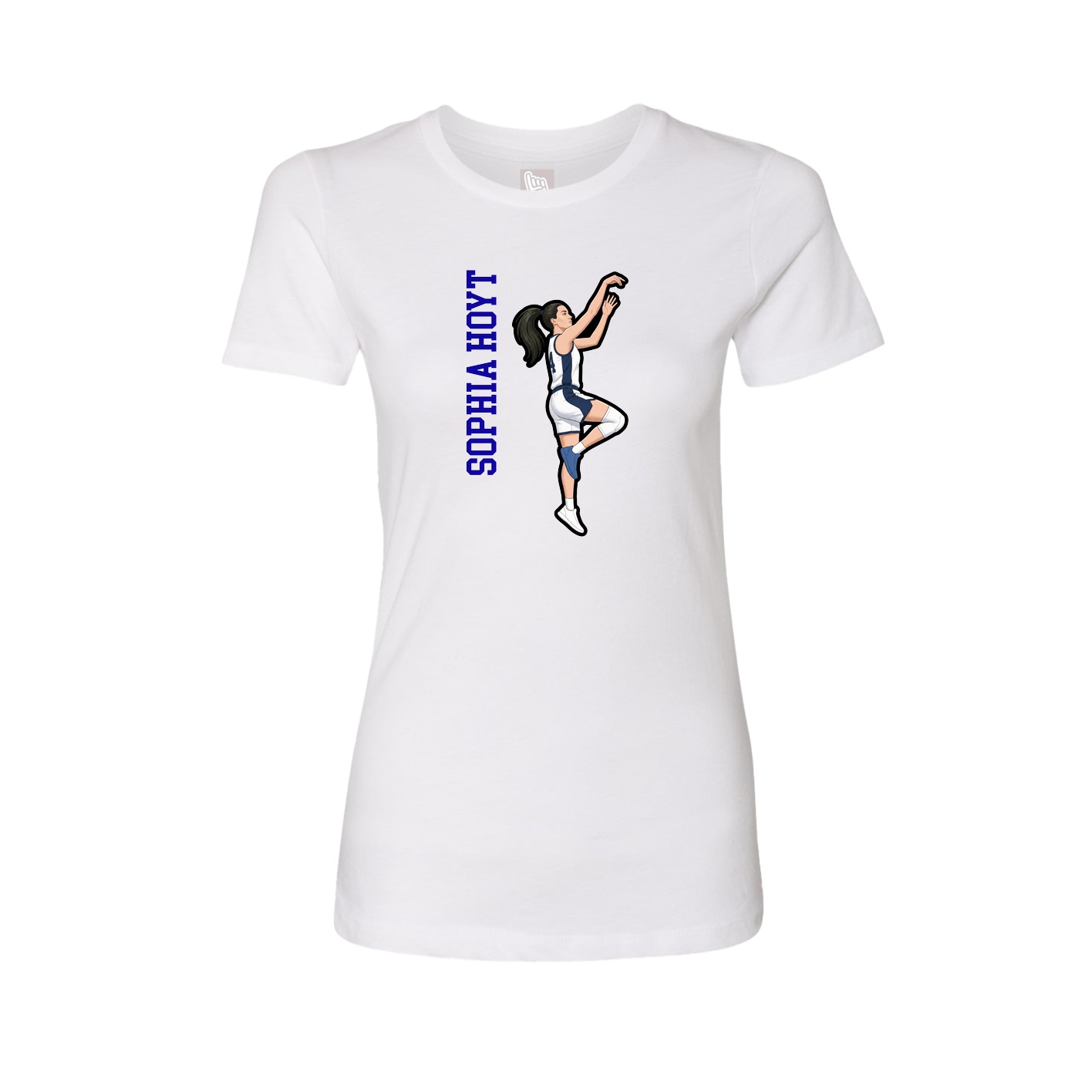 Fitted Women's Tee — Name Vertical in White
