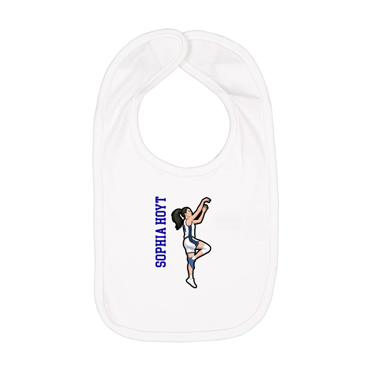Infant Bib — Name Vertical in White