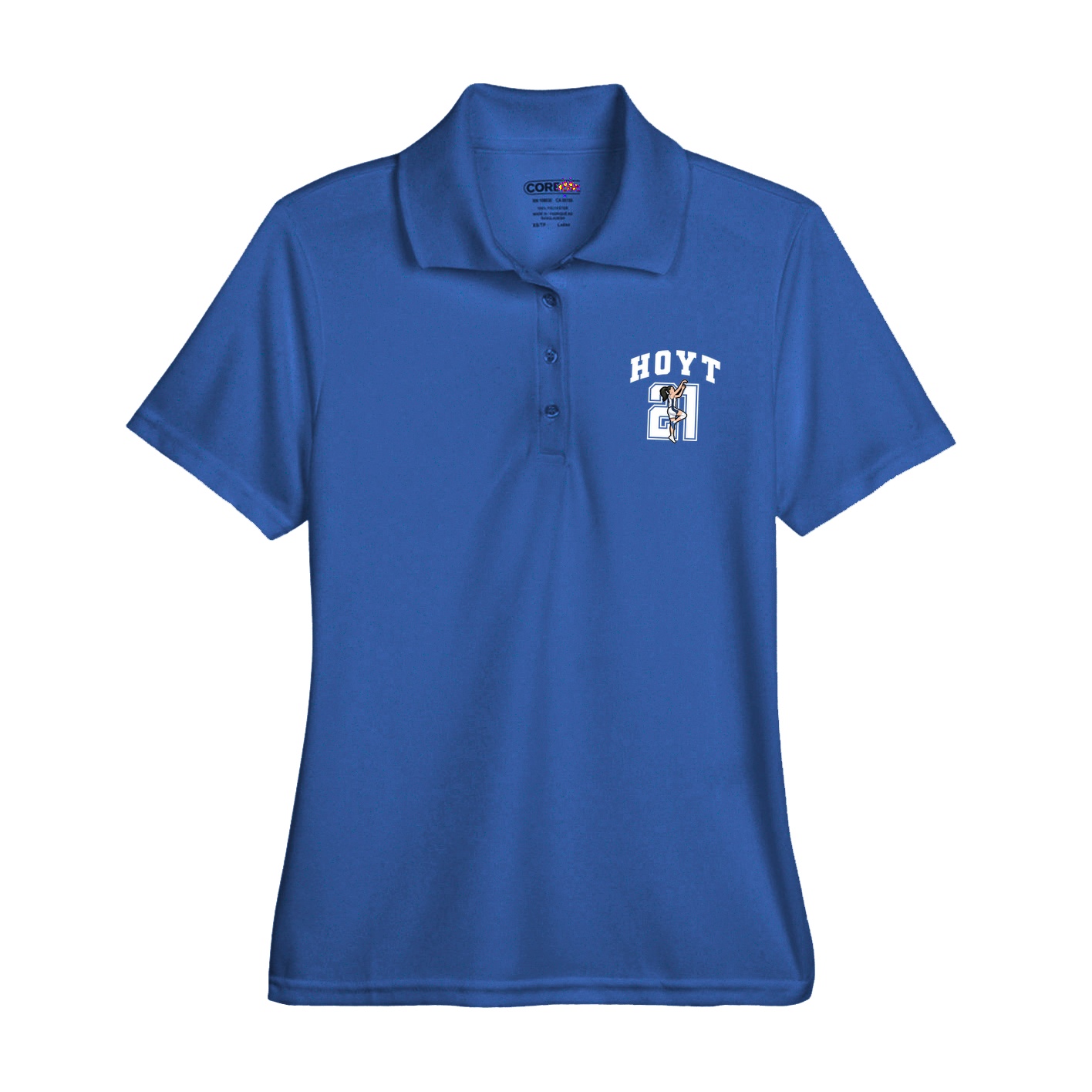 Womens Performance Polo — Number in Royal