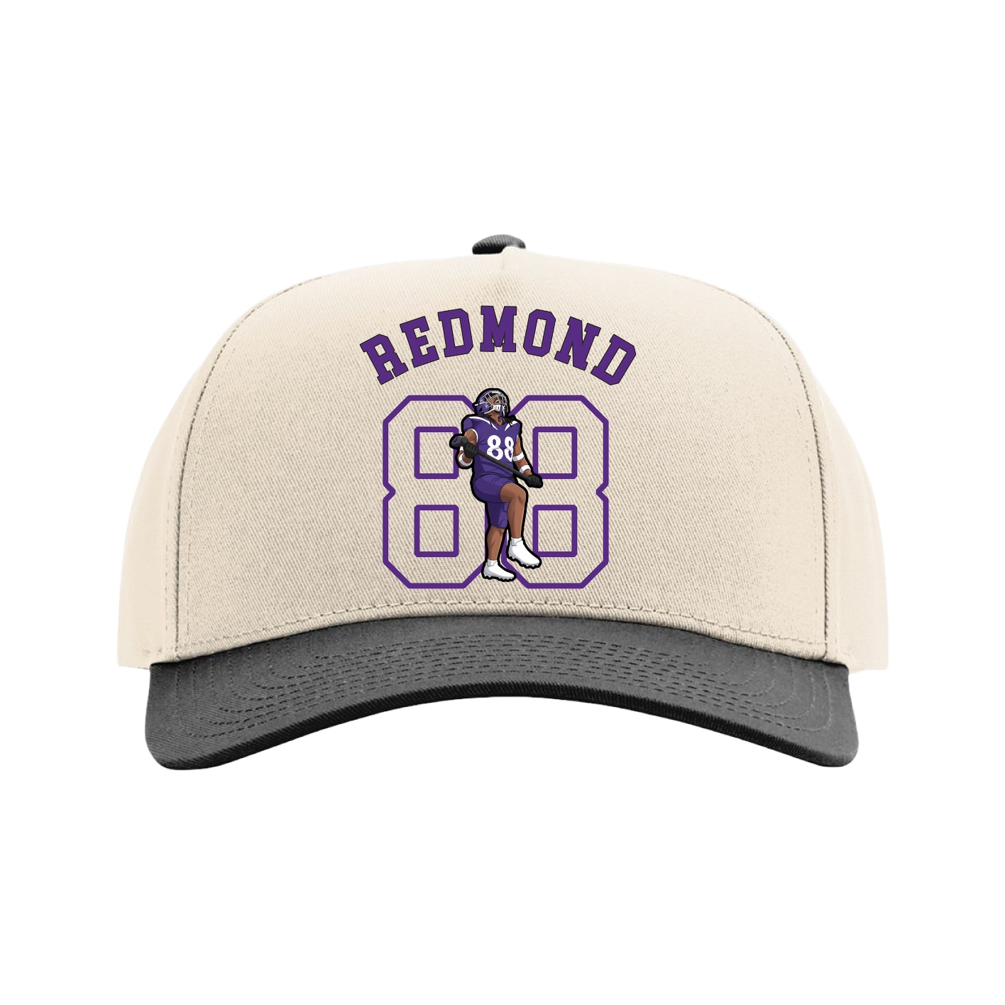 Full Fabric Five-Panel Champ Cap — Shirsey Arch in Cream/Black