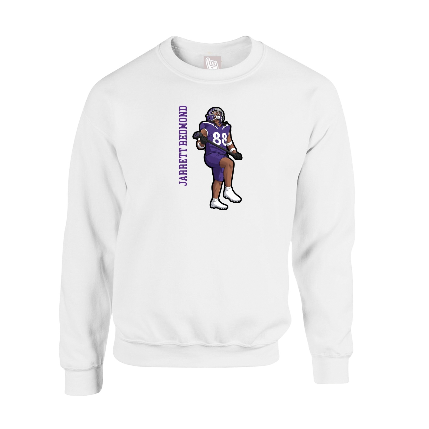 Fleece Crew — Name Vertical in White