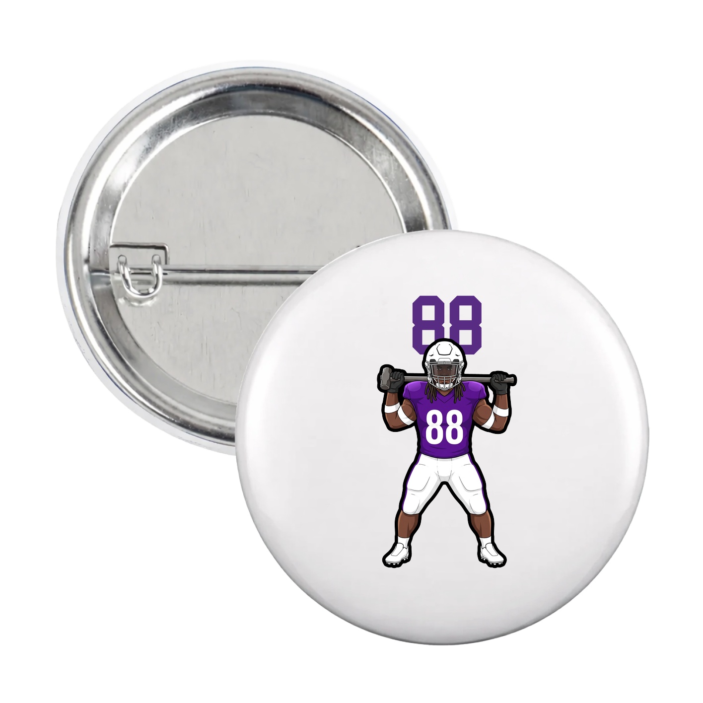 Game Day Button — Number Top in White