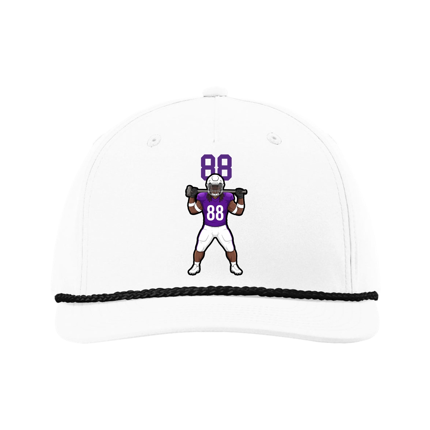 Five-Panel Classic Rope Cap — Number Top in White