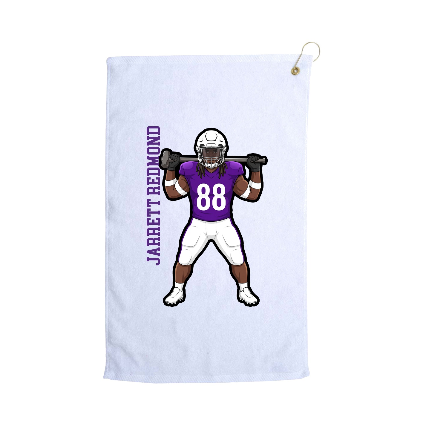 Golf Towel — Name Vertical in White