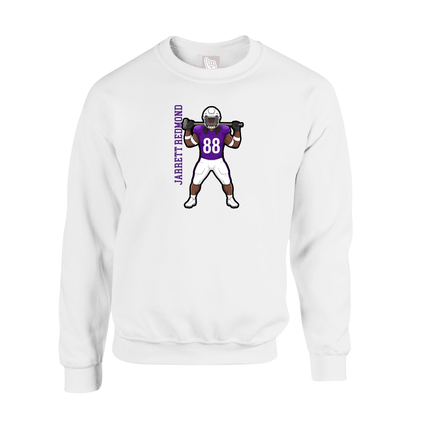 Fleece Crew — Name Vertical in White
