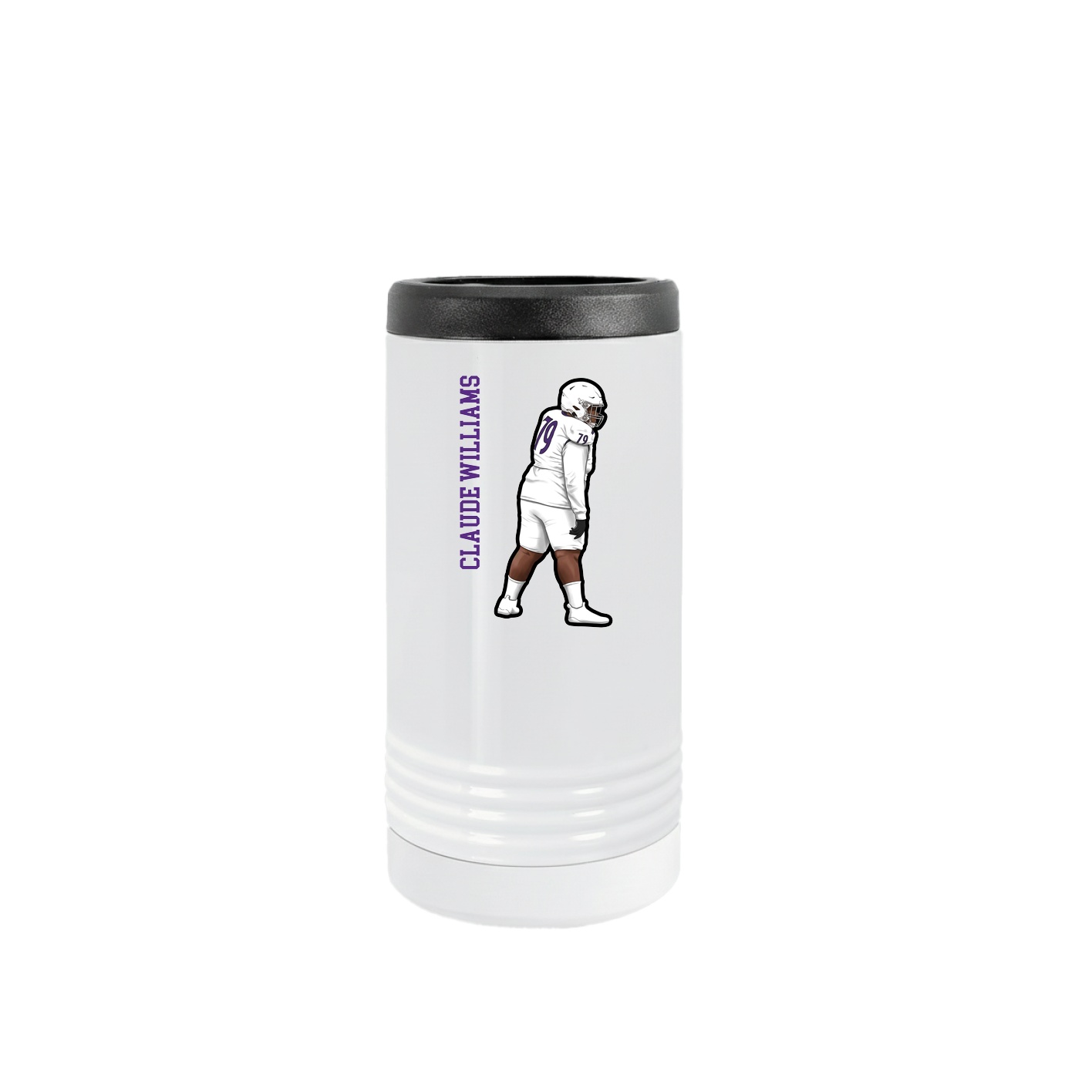 Slim Beverage Holder — Name Vertical in White