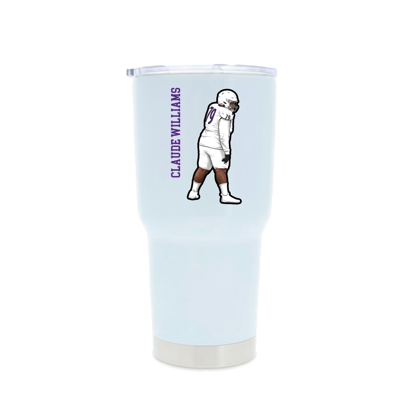 30oz Stainless Steel Tumbler — Name Vertical in White