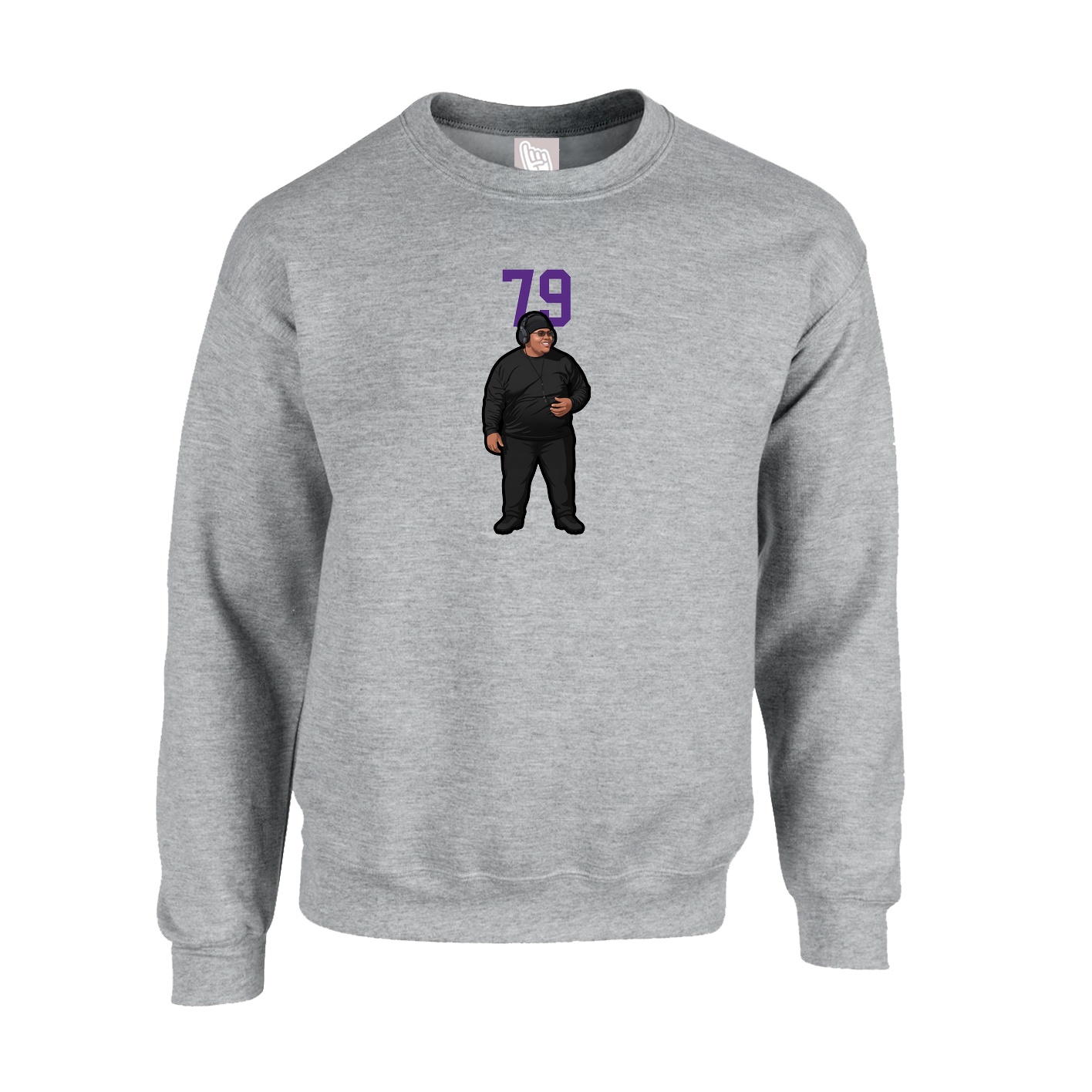 Fleece Crew — Number Top in Grey